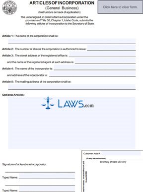 Form ID 200 Articles of Incorporation