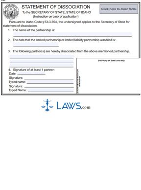 Form 248 Statement of Dissociation (Limited Partnership) 