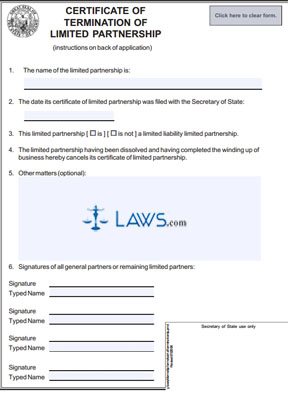 Form 234 Certificate of Termination of Limited Partnership  