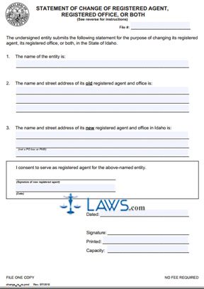 Form Statement of Change of Registered Office or Registered Agent, or both  