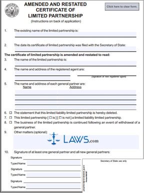 Form 216 Amended and Restated Certificate of Limited Partnership  