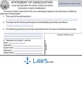 Form 248 Statement of Dissociation (Partnership) 