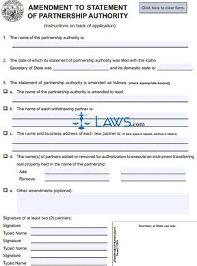 Form 275 Statement of Amendment (Partnership) 