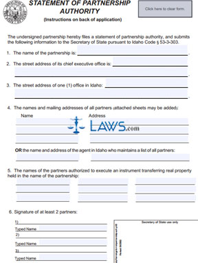 Form 246 Statement of Partnership Authority  