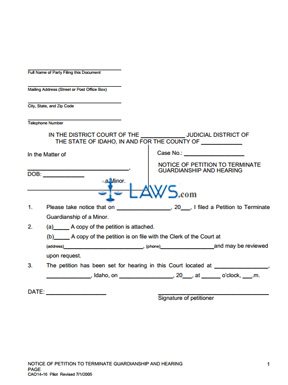 Form 14-16 Notice of Petition to Terminate Guardianship and Hearing