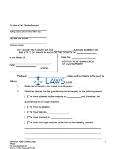 Form 14-15 Petition for Termination of Guardianship