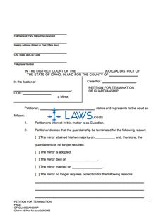 free form 14 15 petition for termination of guardianship free legal forms laws com