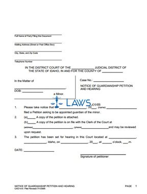 Form 14-5 Notice of Guardianship Petition and Hearing