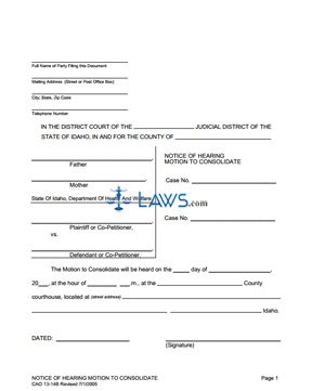 Form CAO 13-14 Consolidate Notice of Hearing 