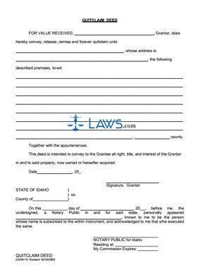 Form CAO 6-10 Quitclaim Deed 