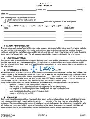 Form CAO 6-3 Parenting Plan Agreement 