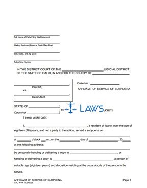 Form CAO 4-19 Affidavit of Service of Subpoena 