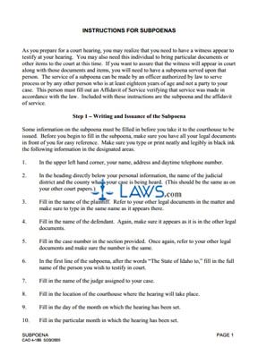 Form CAO 4-18B Subpoena (HW) 