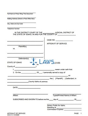 Form CAO 4-12 Affidavit of Service 