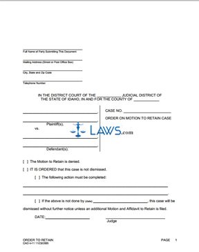 Form CAO 4-11 Order to Retain 
