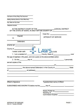 Form CAO 2-4 Affidavit of Service 