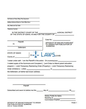Form CAO 2-3 Affidavit of Mailing per Order to Serve by Publication 