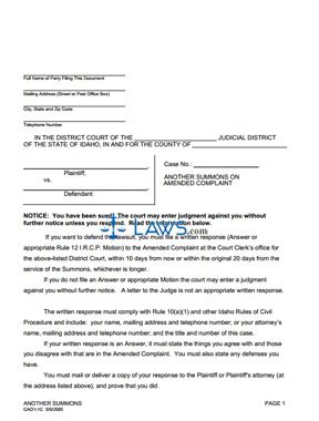 Form CAO 1-1C Summons (for Amended Complaint) 