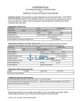 Law Enforcement Service Information Sheet DV 1-2