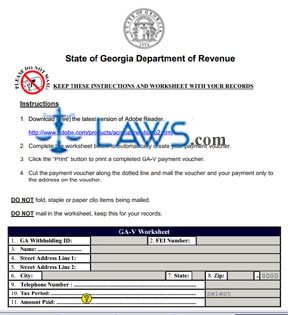 Form GA-V Withholding Tax Payment Voucher