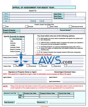 Form 311A Appeal of Assessment Form