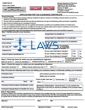 Form TSD-10 Application for Tax Clearance Certificate ...