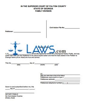 Form GA Verification for Adult Name Change - Fulton County  