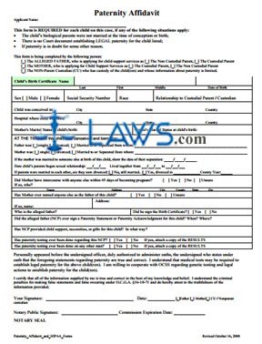 Form Paternity Affidavit and HIPAA 