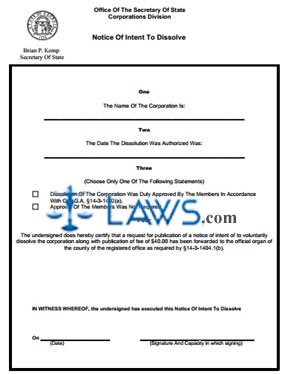 Form CD 525 Non-Profit Corporation Notice Intent to Dissolve 