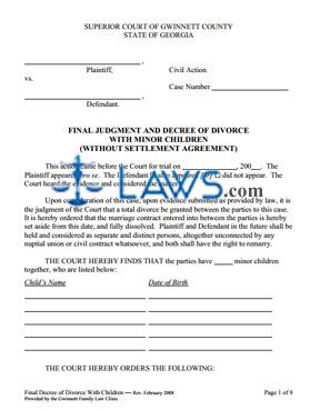 Form Final Judgment and Decree of Divorce(with children) 
