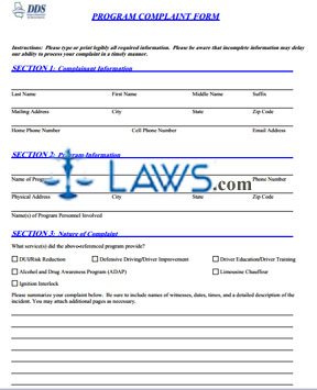 Form RC-550 Program Complaint Form