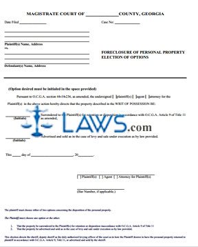 election of options (pesonal foreclosure)