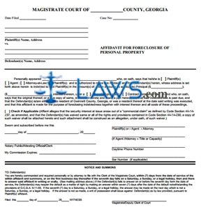 affidavit of foreclosure (personal property)