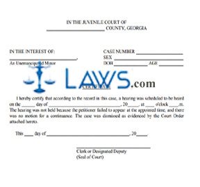 Parental Notification Certificate: Hearing Not Held/Failure to Appear/No Motion for Continuance