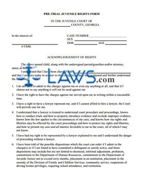 Pre-Trial Juvenile Rights Form