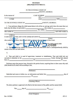 Delinquent/Unruly Petition