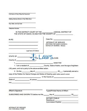 Affidavit of Service (Other Parent-Multiple Minors) CAO 12-5B
