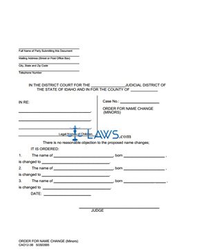 Order for Name Change (Multiple Minors) CAO 12-3B