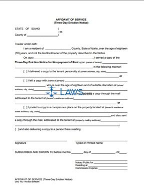 Affidavit of Service of Three Day Notice CAO 16-2 | Legal ...