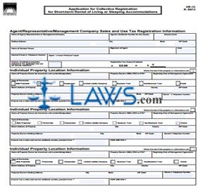 Form DR-1C Application for Collective Registration for Short-term Rental of Living or Sleeping Accommodations