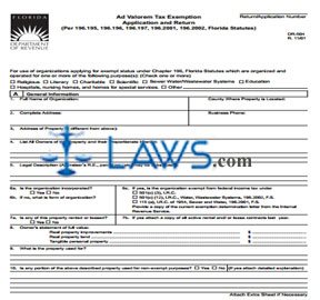 Form DR-504 Ad Valorem Tax Exemption Application and Return