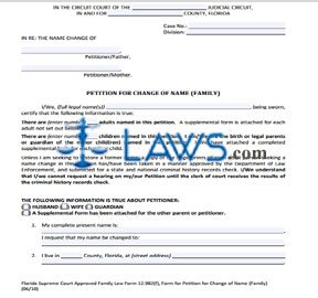 Form FL 12.982 (f) Petition for Change of Name (Family)