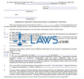 Form 983f Order on Motion For Scientific Paternity Testing