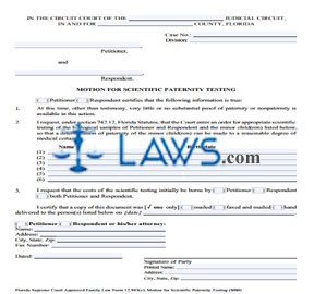 Form 983e Motion for Scientific Paternity Testing and Instructions