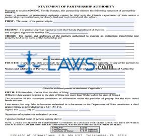 Form Statement of Authority (Partnership) 