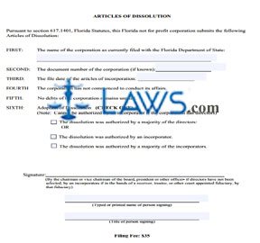Form Nonprofit Articles of Dissolution 