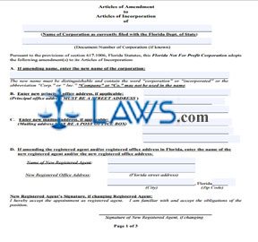 Form Non Profit Articles of Amendment (Nonprofit Corporation) 