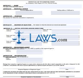 Form Nonprofit Articles of Incorporation (Nonprofit Corporation) 