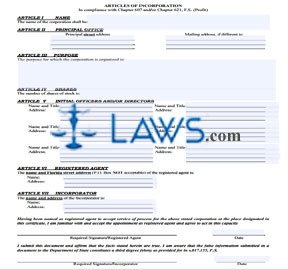 Form Profit Articles of Incorporation (Profit Corporation) 