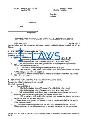 Form 12.932  Certificate of Compliance with Mandatory Disclosure 